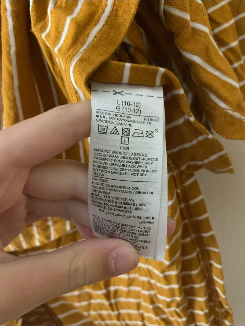 Old Navy Mustard Orange and White Striped Long-Sleeve Tee